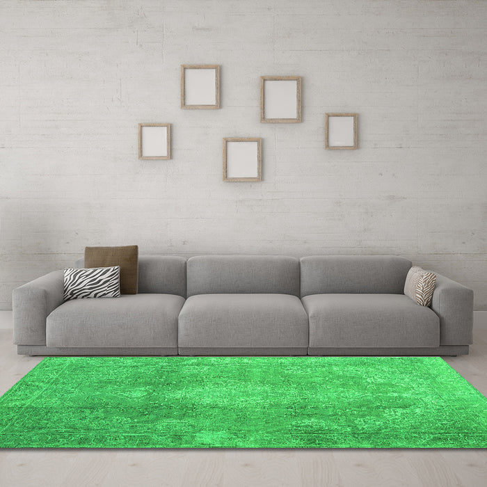 Machine Washable Persian Green Bohemian Area Rugs in a Living Room,, wshcon2667grn