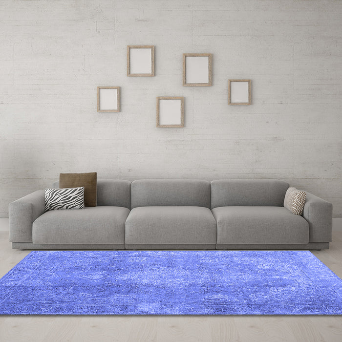 Machine Washable Persian Blue Bohemian Rug in a Living Room, wshcon2667blu