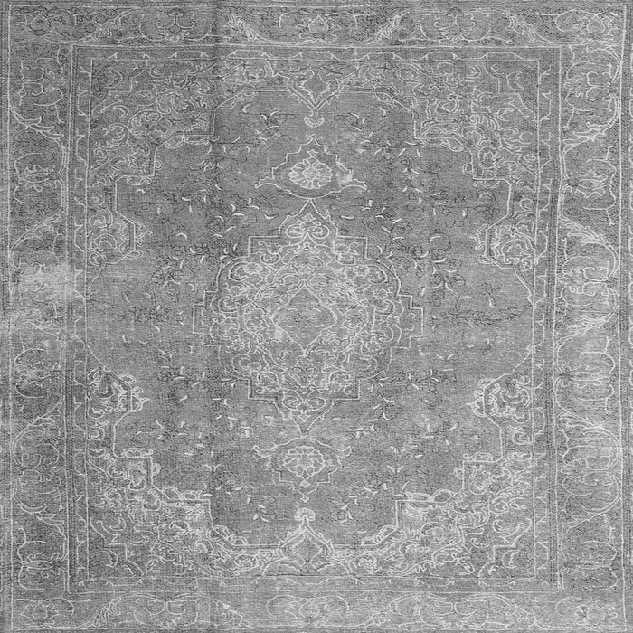 Round Machine Washable Persian Gray Bohemian Rug, wshcon2667gry
