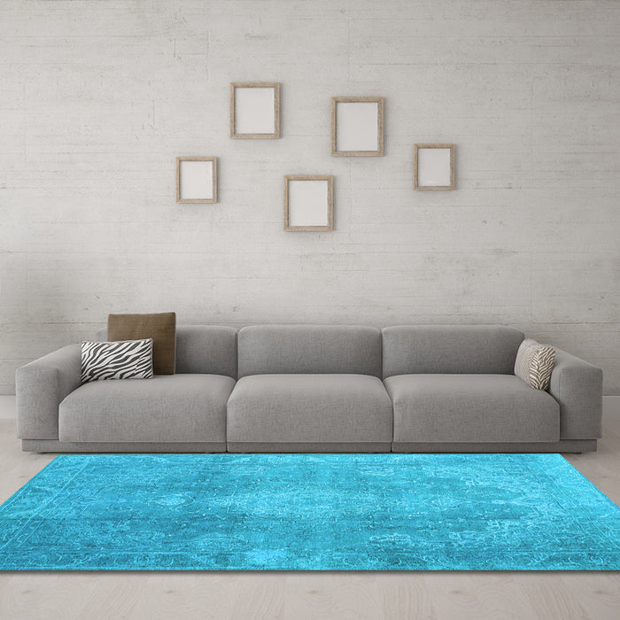 Machine Washable Persian Light Blue Bohemian Rug in a Living Room, wshcon2667lblu