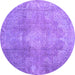 Round Machine Washable Persian Purple Bohemian Area Rugs, wshcon2667pur