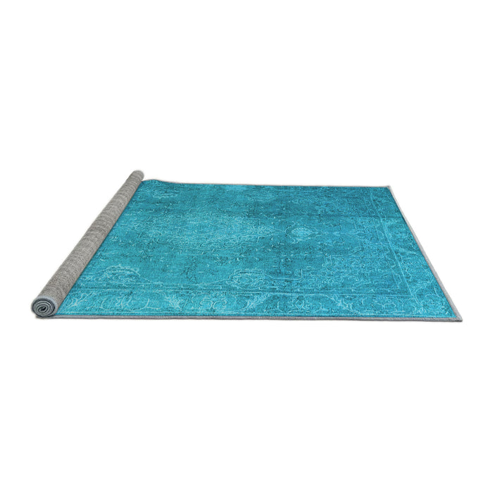 Sideview of Machine Washable Persian Light Blue Bohemian Rug, wshcon2667lblu
