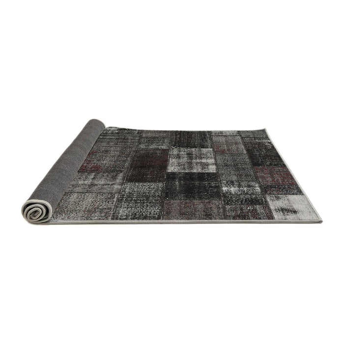 Thickness of Contemporary Charcoal Black Patchwork Rug, con2668
