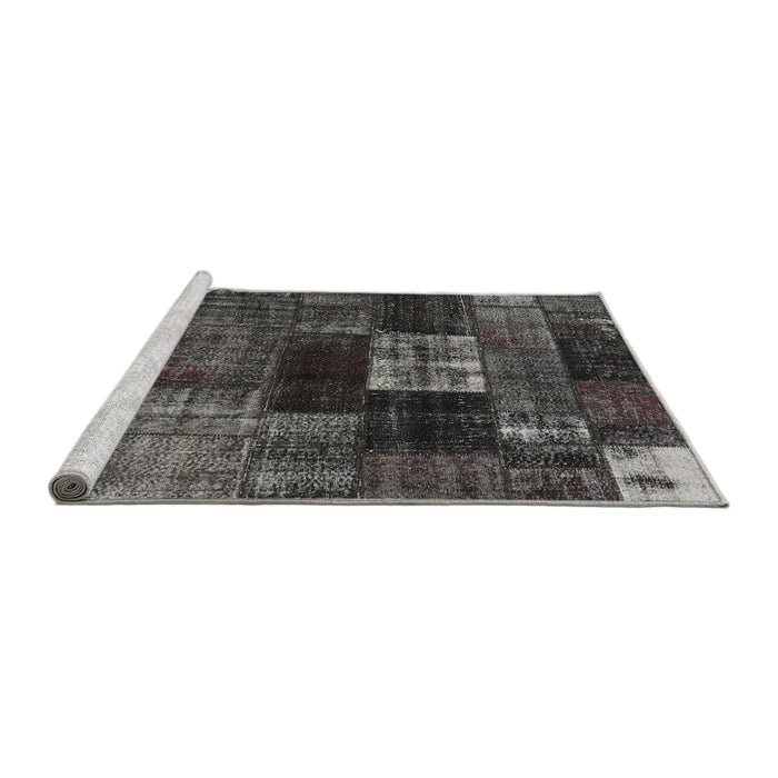 Serging Thickness of Machine Washable Contemporary Charcoal Black Rug, wshcon2668