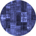 Round Patchwork Blue Transitional Rug, con2668blu