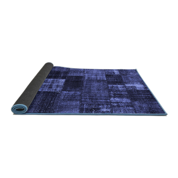 Sideview of Patchwork Blue Transitional Rug, con2668blu