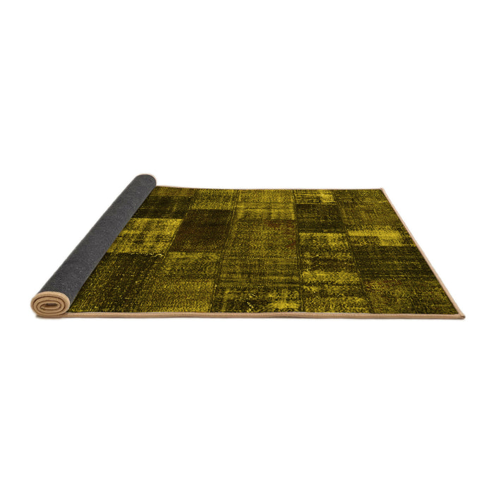 Sideview of Patchwork Yellow Transitional Rug, con2668yw