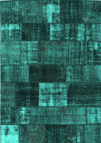 Patchwork Turquoise Transitional Rug, con2668turq