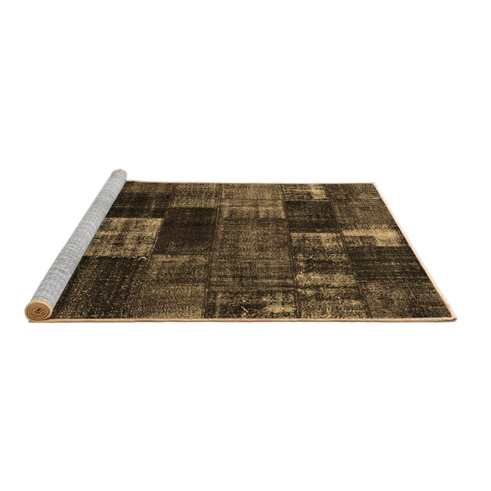 Sideview of Machine Washable Patchwork Brown Transitional Rug, wshcon2668brn
