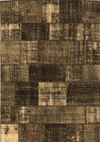 Patchwork Brown Transitional Rug, con2668brn