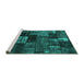 Sideview of Machine Washable Patchwork Turquoise Transitional Area Rugs, wshcon2668turq