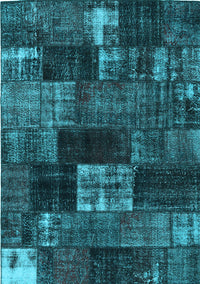 Patchwork Light Blue Transitional Rug, con2668lblu