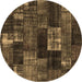 Round Patchwork Brown Transitional Rug, con2668brn