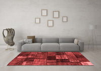 Machine Washable Patchwork Red Transitional Rug, wshcon2668red