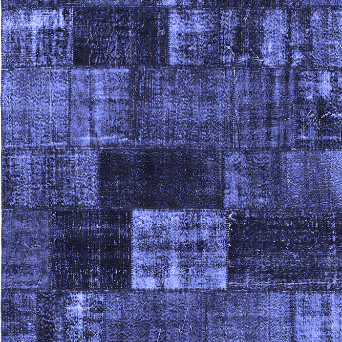 Machine Washable Patchwork Blue Transitional Rug, wshcon2668blu
