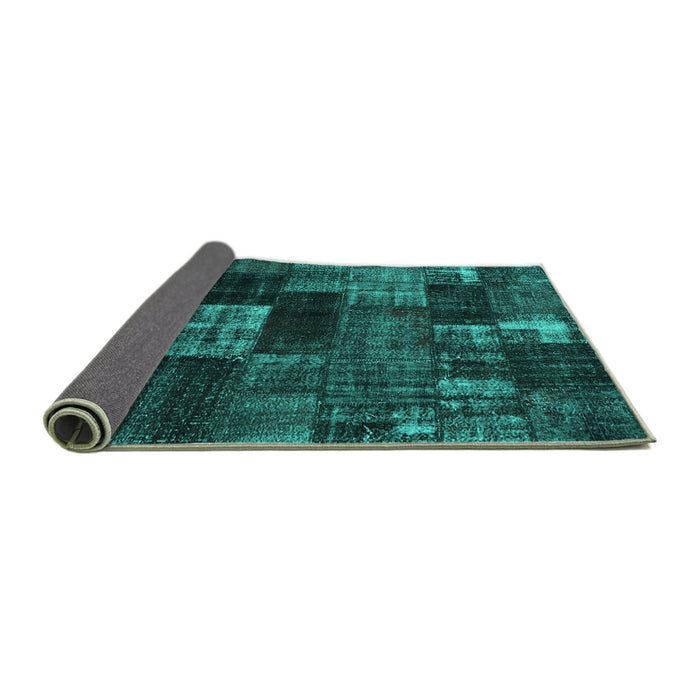 Sideview of Patchwork Turquoise Transitional Rug, con2668turq