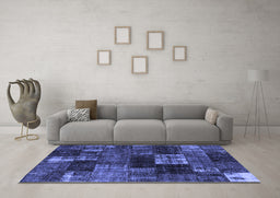 Machine Washable Patchwork Blue Transitional Rug in a Living Room, wshcon2668blu