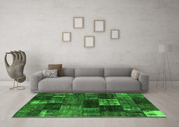 Machine Washable Patchwork Green Transitional Area Rugs in a Living Room,, wshcon2668grn