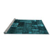 Sideview of Machine Washable Patchwork Light Blue Transitional Rug, wshcon2668lblu