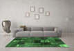 Machine Washable Patchwork Emerald Green Transitional Area Rugs in a Living Room,, wshcon2668emgrn