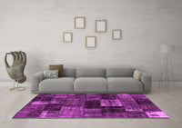 Machine Washable Patchwork Pink Transitional Rug, wshcon2668pnk