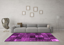 Machine Washable Patchwork Pink Transitional Rug in a Living Room, wshcon2668pnk