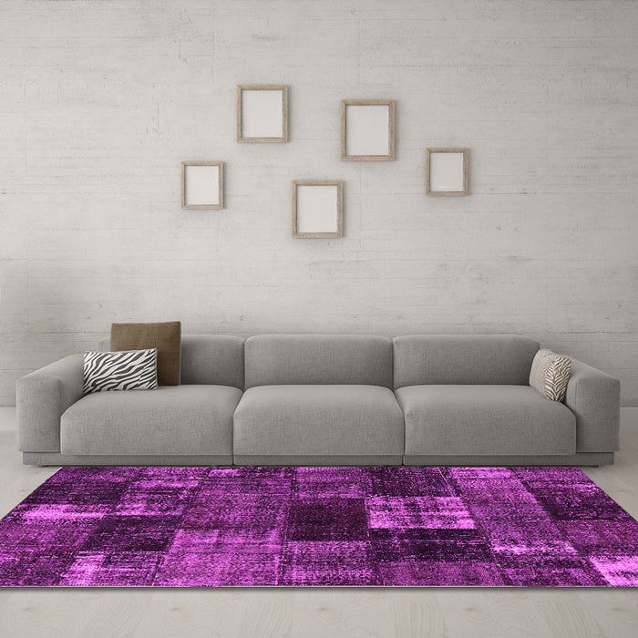 Machine Washable Patchwork Pink Transitional Rug in a Living Room, wshcon2668pnk
