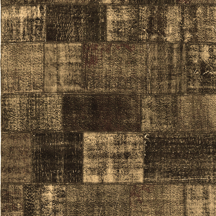 Machine Washable Patchwork Brown Transitional Rug, wshcon2668brn