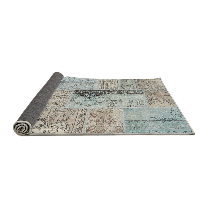 Thickness of Contemporary Granite Gray Patchwork Rug, con2669
