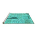 Sideview of Machine Washable Patchwork Turquoise Transitional Area Rugs, wshcon2669turq