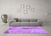 Machine Washable Patchwork Purple Transitional Rug, wshcon2669pur