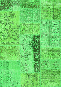 Patchwork Green Transitional Rug, con2669grn