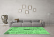 Machine Washable Patchwork Emerald Green Transitional Area Rugs in a Living Room,, wshcon2669emgrn