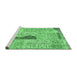 Sideview of Machine Washable Patchwork Emerald Green Transitional Area Rugs, wshcon2669emgrn