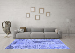 Machine Washable Patchwork Blue Transitional Rug in a Living Room, wshcon2669blu