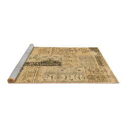 Sideview of Machine Washable Patchwork Brown Transitional Rug, wshcon2669brn