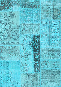 Patchwork Light Blue Transitional Rug, con2669lblu