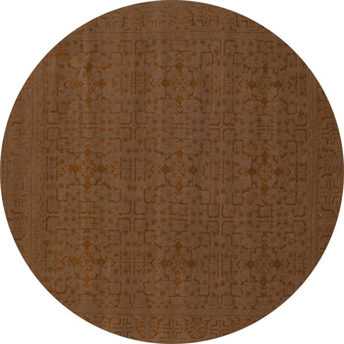 Round Machine Washable Abstract Turquoise Contemporary Area Rugs, wshcon266turq