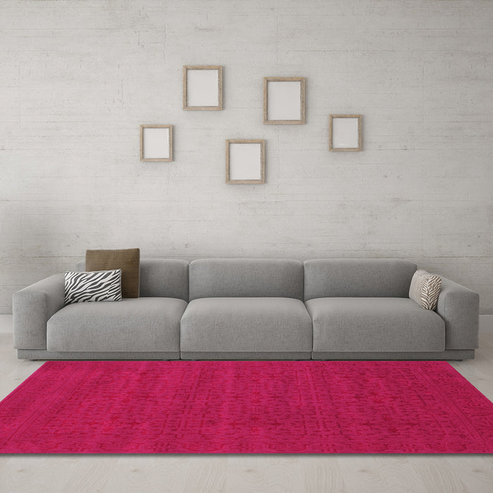 Machine Washable Abstract Pink Contemporary Rug in a Living Room, wshcon266pnk