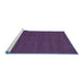 Sideview of Machine Washable Abstract Blue Contemporary Rug, wshcon266blu