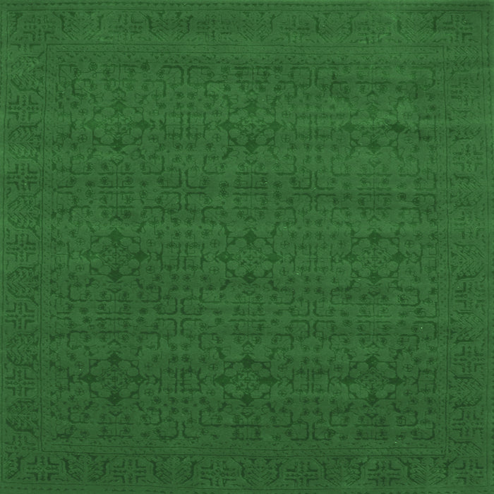 Square Machine Washable Abstract Emerald Green Contemporary Area Rugs, wshcon266emgrn