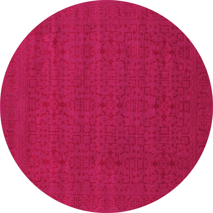 Round Machine Washable Abstract Pink Contemporary Rug, wshcon266pnk