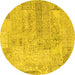 Round Patchwork Yellow Transitional Rug, con2670yw