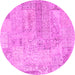 Round Patchwork Pink Transitional Rug, con2670pnk