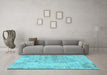 Machine Washable Patchwork Light Blue Transitional Rug in a Living Room, wshcon2670lblu