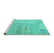 Sideview of Machine Washable Patchwork Turquoise Transitional Area Rugs, wshcon2670turq