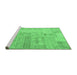 Sideview of Machine Washable Patchwork Emerald Green Transitional Area Rugs, wshcon2670emgrn