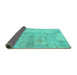 Sideview of Patchwork Turquoise Transitional Rug, con2670turq