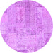 Round Patchwork Purple Transitional Rug, con2670pur