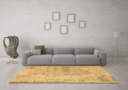 Machine Washable Patchwork Brown Transitional Rug in a Living Room,, wshcon2670brn